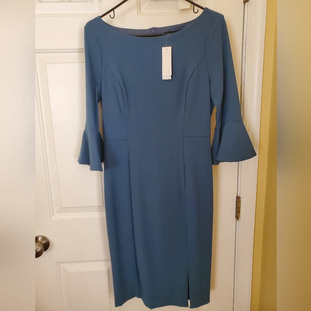 WHBM Teal/Turquoise Bell Sleeve Dress, Size 6